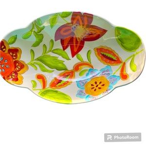 NWT Beautiful Gates Ware California Scalloped Floral Oblong Bowl